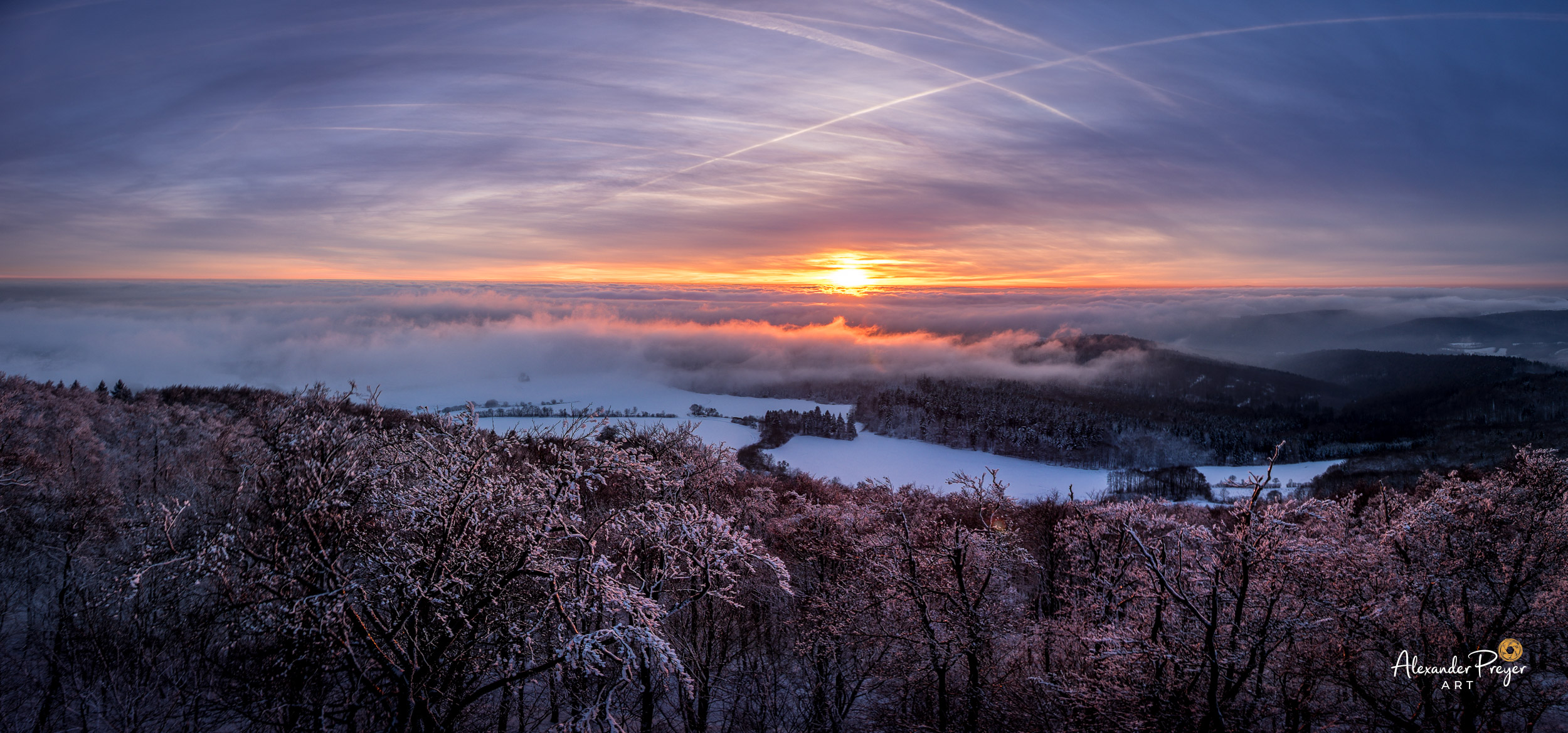 Wintersonnenuntergang vom Dreistelz